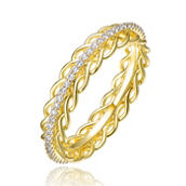 Gold Plated Cubic Zirconia Chain Band Ring