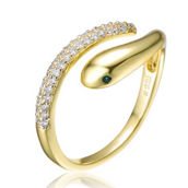 Gold Plated Cubic Zirconia Bypass Ring