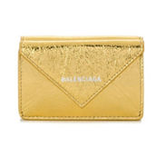 Balenciaga Papier Gold Arena Lambskin Mini Trifold Wallet (New)
