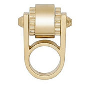 Balenciaga Ring Gold Tone Metal Hardware Gear Cylinder Small Size 5 (New)