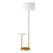 Hudson&Canal Jacinta Floor Lamp with Marble Tray Table and Fabric Shade