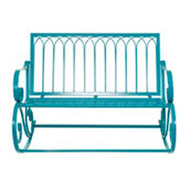 Morgan Hill Home Eclectic Teal Metal Outdoor Bench