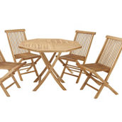 Morgan Hill Home Traditional Brown Teak Wood Outdoor Dining Set Set