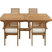 Morgan Hill Home Traditional Brown Teak Wood Outdoor Dining Set Set