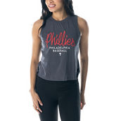 The Wild Collective Women's Charcoal Philadelphia Phillies Side Knot Tank Top