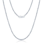 Links of Italy Sterling Silver 2.3mm Rope Chain - Rhodium Plated