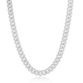 Links of Italy Sterling Silver Micro Pave CZ 6mm Miami Cuban Chain - Rhodium Plated