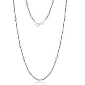 Links of Italy Sterling Silver Diamond Cut Oval Moon Bead Chain - Black Rhodium