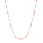 Links of Italy Sterling Silver Grid Square Beaded Chain - Rose Gold Plated