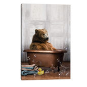 Bear In The Tub Black Artist Stylish Canvas Art Print by Domonique Brown