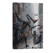 Life Is A Dance In The Rain Stylish Canvas Art Print by Adrian Borda - Large Art