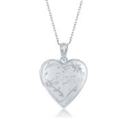 Bella Silver Sterling Silver Polsihed Designed 'Mom' Heart  Locket 18