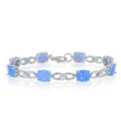 Opalata Sterling Silver Alternating Infinity Blue Opal & CZ Bracelet