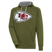 Antigua Men's Olive Kansas City Chiefs Primary Logo Victory Pullover Hoodie