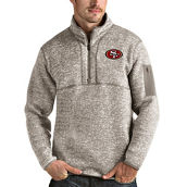 Antigua Men's Oatmeal San Francisco 49ers Fortune Quarter-Zip Pullover Jacket