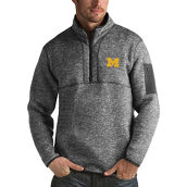 Antigua Men's Charcoal Michigan Wolverines Fortune Half-Zip Sweatshirt