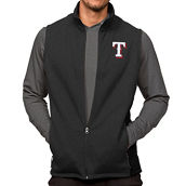 Antigua Men's Heathered Black Texas Rangers Course Full-Zip Vest