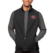 Antigua Men's Heathered Black San Francisco 49ers Course Full-Zip Vest