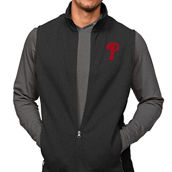 Antigua Men's Heathered Black Philadelphia Phillies Course Full-Zip Vest