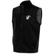 Antigua Men's Black Miami Heat Metallic Logo Links Full-Zip Golf Vest