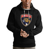 Antigua Men's Black Florida Panthers Logo Victory Pullover Hoodie