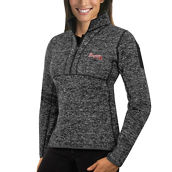 Antigua Women's Heathered Charcoal Atlanta Braves Fortune Half-Zip Pullover Sweater