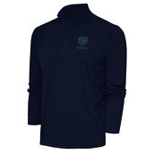 Antigua Men's Navy Chicago Bears Tonal Logo Tribute Quarter-Zip Pullover Top