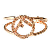 Fendi F is Fendi Circle Logo Crystal Ring Rose Gold Metal Size Medium (New)