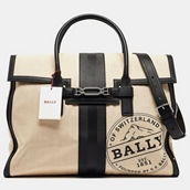 Bally /natural Canvas And Leather Vesper Travel Tote (Pre-Owned)