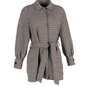 Maje Houndstooth Belted Coat in Multicolor Wool (Pre-Owned)
