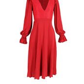 Philosophy Di Lorenzo Serafini V-Neck Midi Dress in Red Cotton (Pre-Owned)