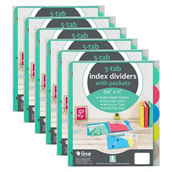 C-Line® 5-Tab Index Dividers w/Slant Pocket, Assorted Colors, 5 Per Pack, 6 Packs
