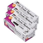 Charles Leonard Dry Erase Markers, Bullet Tip, Black, 12 Per Pack, 3 Packs
