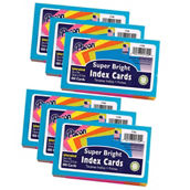 Pacon® Index Cards, 5 Super Bright Assorted Colors, 100 Cards Per Pack, 6 Packs