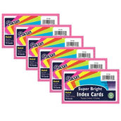 Pacon® Index Cards, 5 Super Bright Assorted Colors, 75 Cards Per Pack, 6 Packs