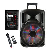 beFree Sound 12 Inch 2500 Watt Bluetooth Portable Party PA Speaker With Illumina