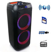 beFree Sound Dual 8 Inch Bluetooth Wireless Portable Party Speaker with Reactive