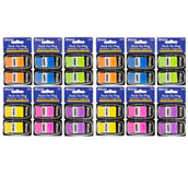 BAZIC Products® Assorted Neon Standard Flags with Dispenser, 60 Per Pack, 12 Packs