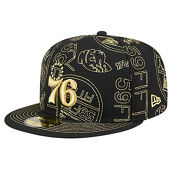 New Era Men's Black Philadelphia 76ers 59FIFTY Day Allover Print Stencil Fitted Hat