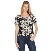 Belldini Floral Print Lace-Up top