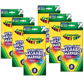 Crayola® Washable Formula Markers, Fine Tip, Classic Colors, 8 Per Box, 6 Boxes