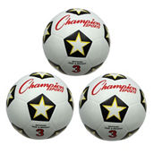 Champion Sports Rubber Soccer Ball, Size 3, Pack of 3