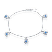 Bella silver Sterling Silver Blue Inlay Opal Crab Anklet
