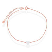 Bella silver Sterling Silver White Opal Heart Anklet - Rose Gold Plated
