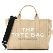 Marc Jacobs Cotton Canvas Small The Traveler Tote Bag Beige (Pre-Owned)