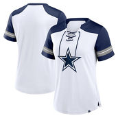 Fanatics Women's Fanatics White/Navy Dallas Cowboys Foiled Primary Lace-Up T-Shirt