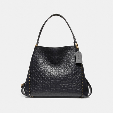 Coach Edie Shoulder Bag 31 In Signature Leather With Border Rivets ...