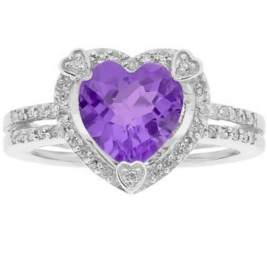 Sterling Silver Amethyst Birthstone Ring With Diamond Accents ...