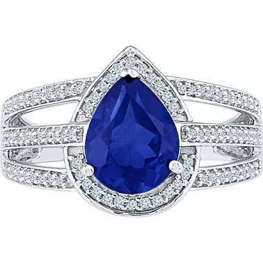 sapphire ctw sterling lab created diamond ring silver blue