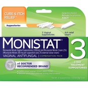 Monistat 3 Cure and Itch 3 Day Treatment with 3 Suppositories and Itch Relief Cream